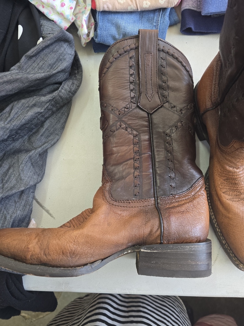 Cuadra Men's Two-Tone Brown Western Cowboy Boots - Picture 5 of 16